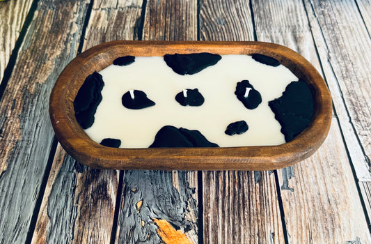 Cow Print Dough Bowl Candle