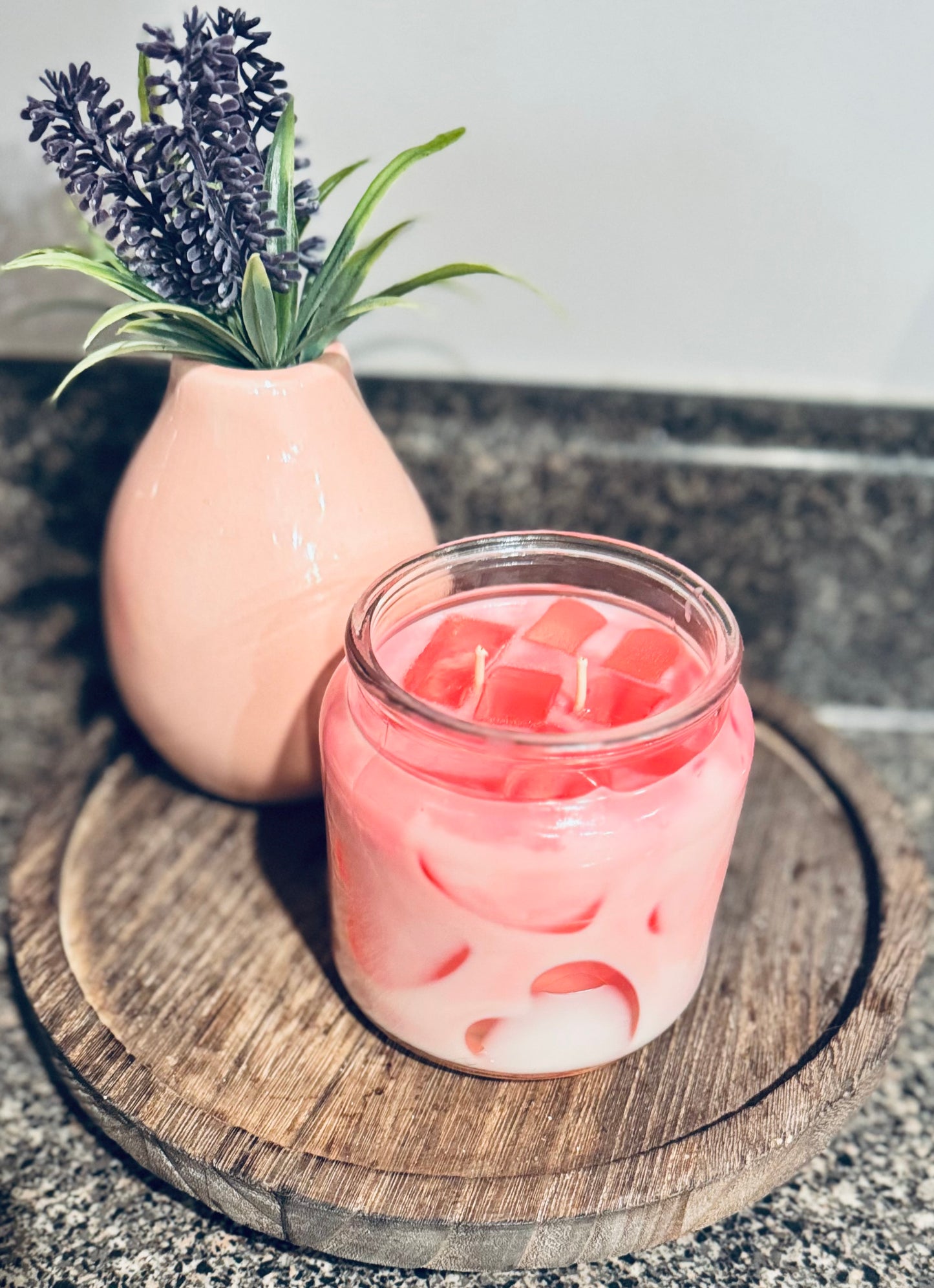 Iced candles, coffee candle, pink drink